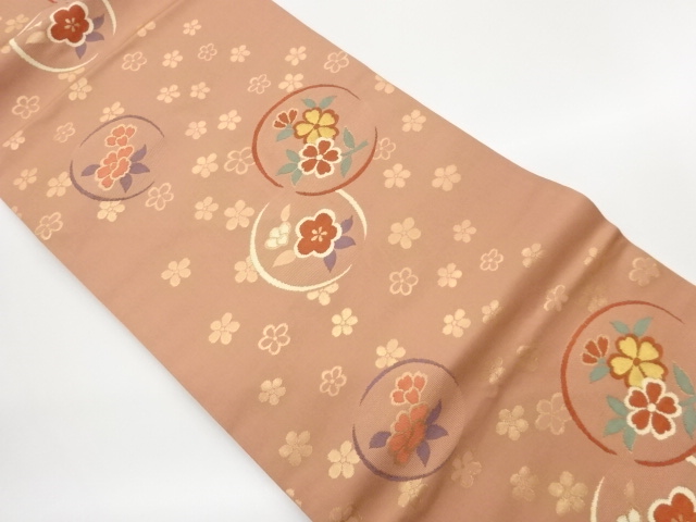 JAPANESE KIMONO / NAGOYA OBI / WOVEN FLOWER & SAKURA 